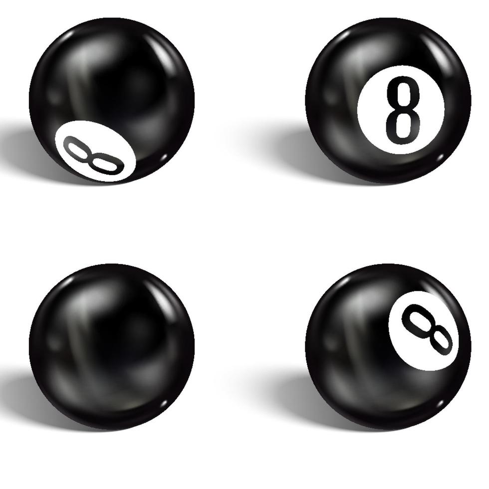 Set of realistic 8 ball Isolated on a white background vector