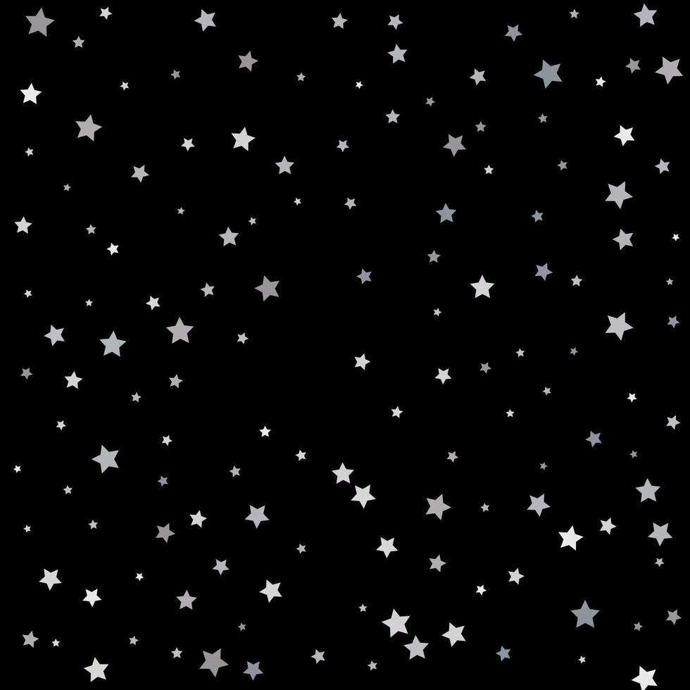 Silver sparkle star on black background Starry confetti vector