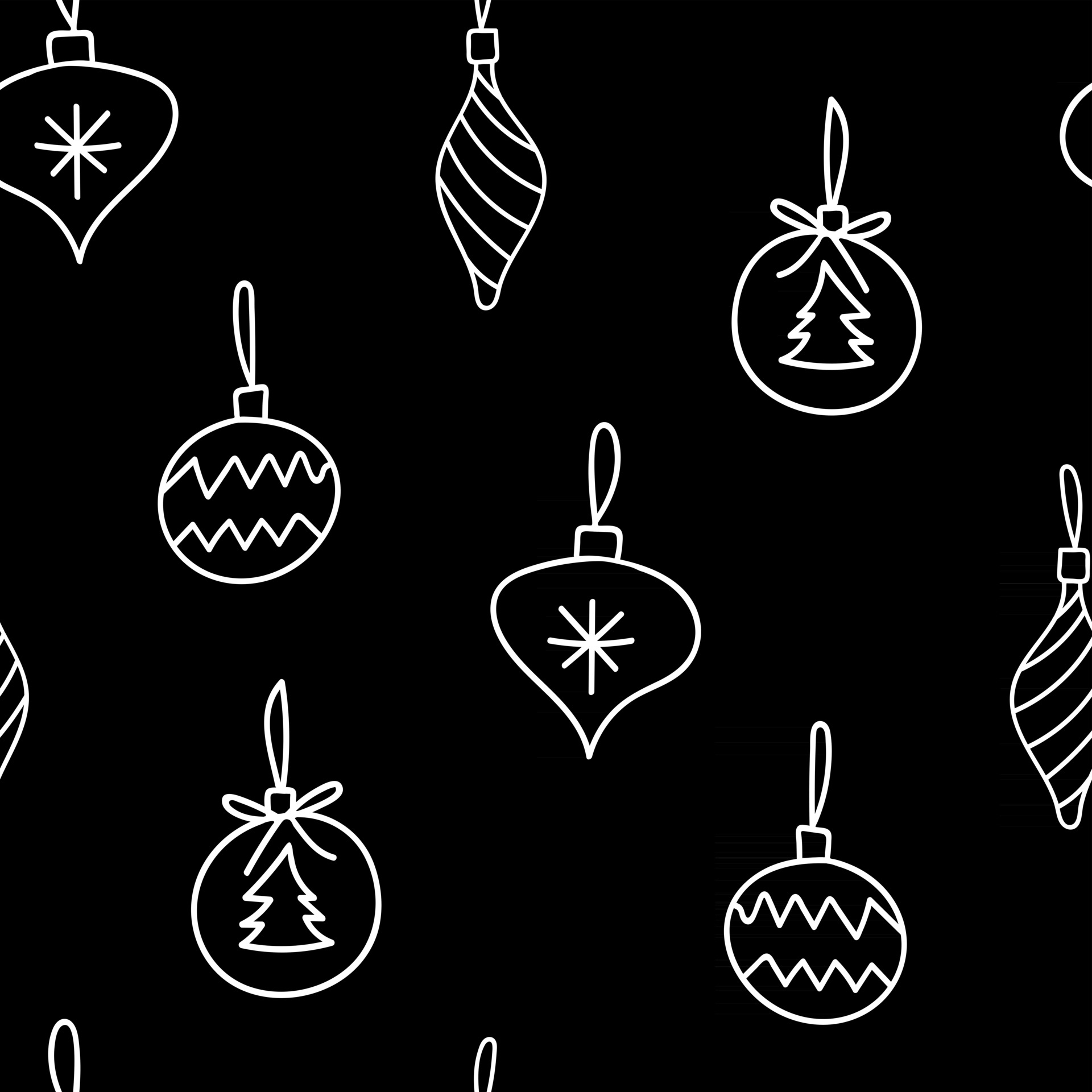 Handdrawn Christmas Tree Baubles Seamless Repeat Pattern 3094261