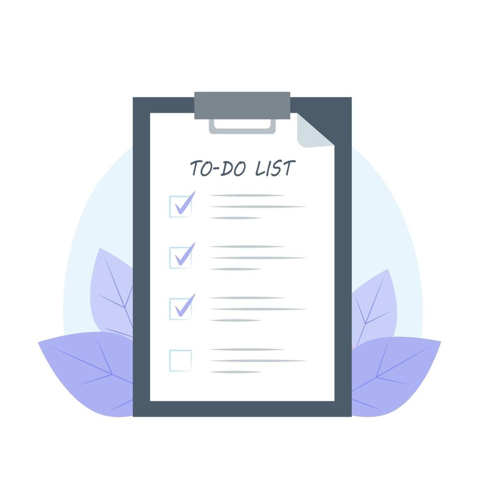 To-do list on tablet in flat style vector