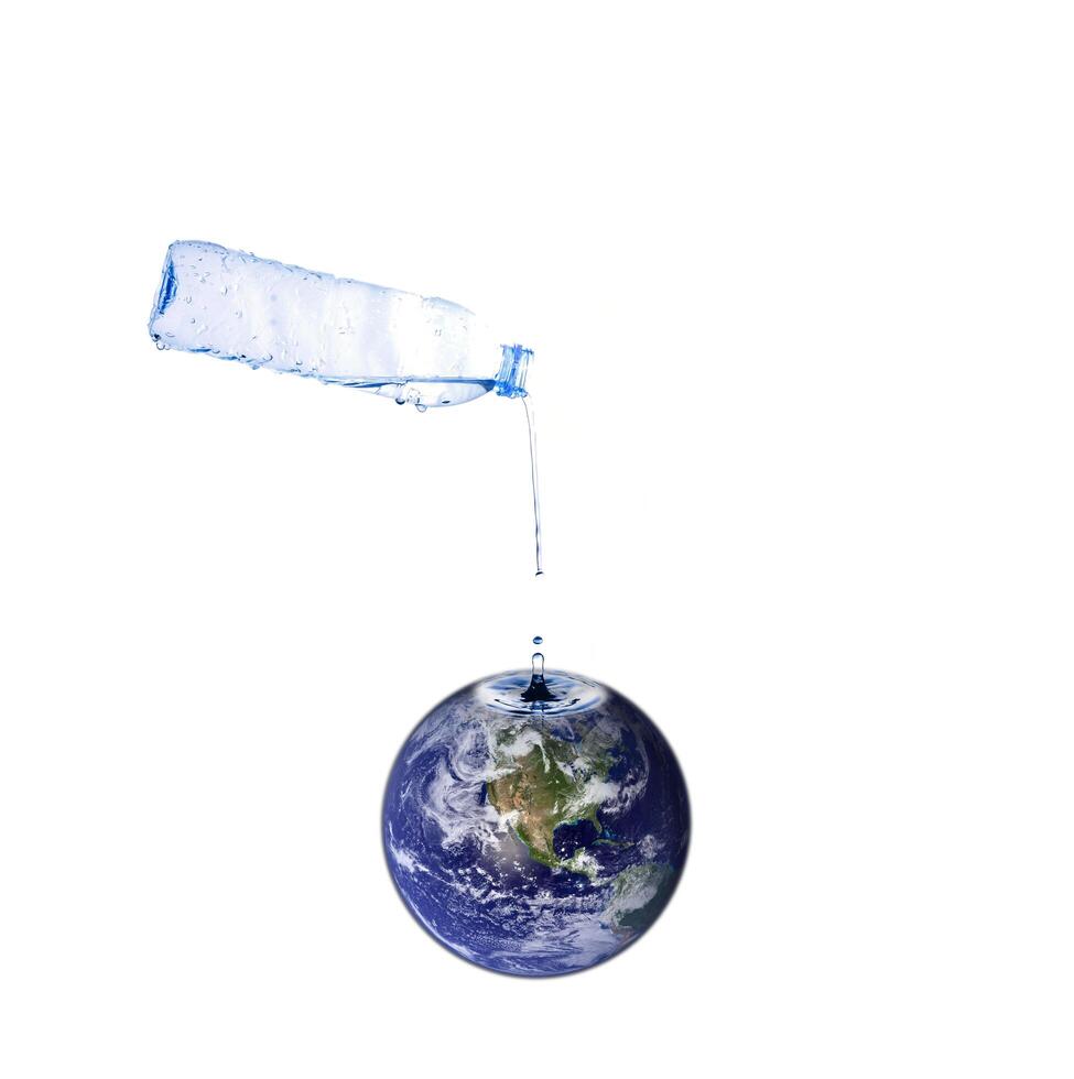 fill water to the world, earth concept photo