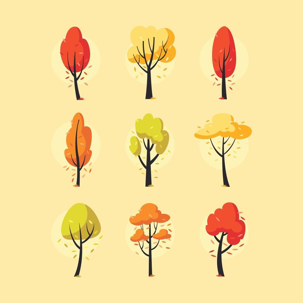 Autumn Trees Set Icon vector