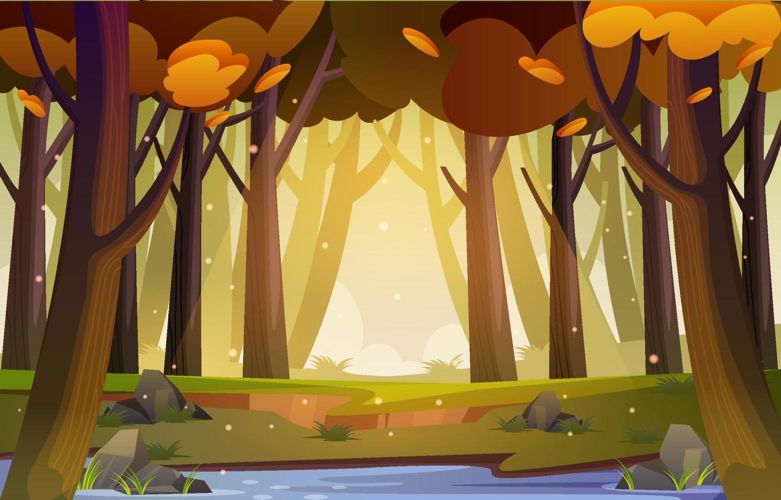 Autumn Forest Scenery Background vector