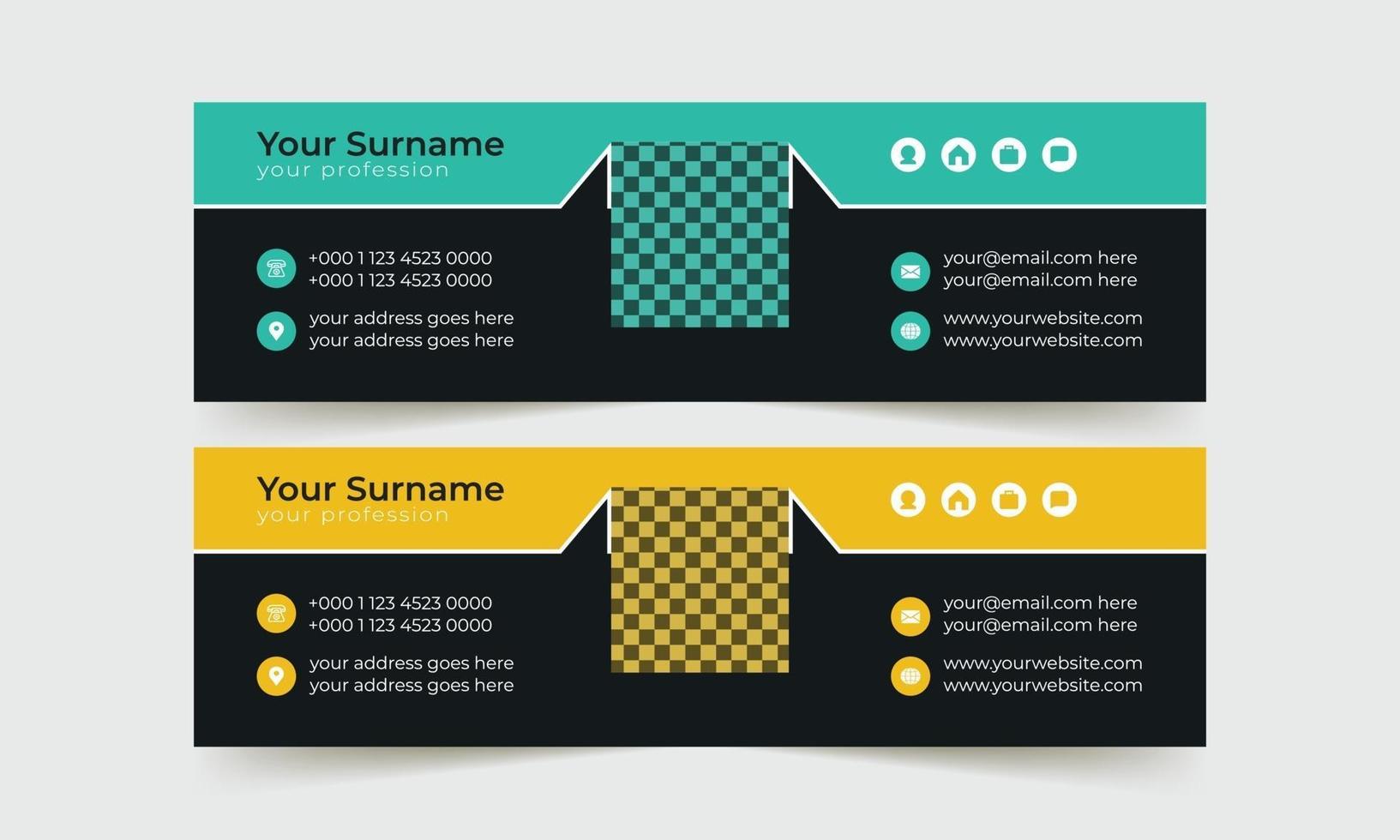 plantilla de firma de correo electrónico negra y amarilla vector