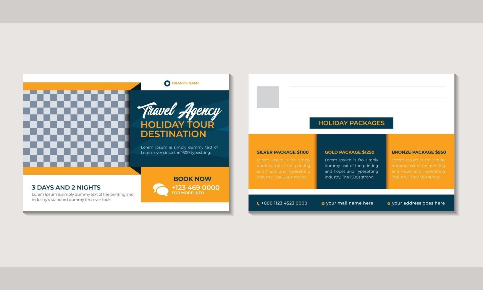 Travel business corporate postcard template design vector