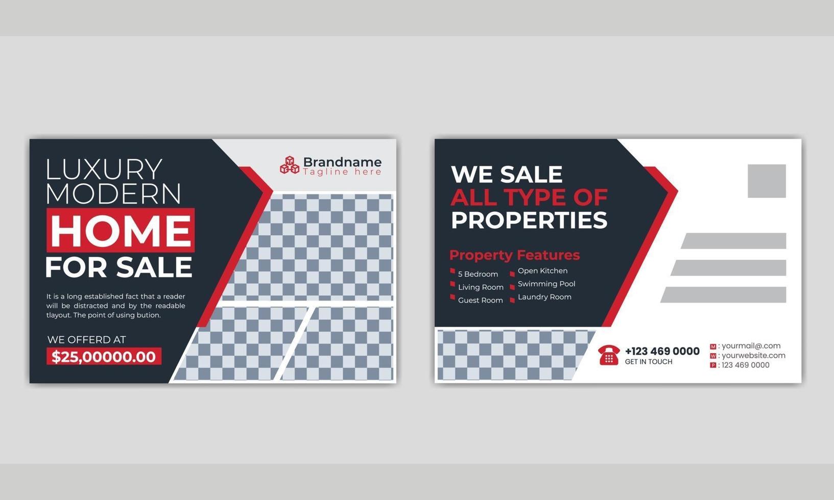 Real Estate Postcard Design or EDDM Postcard Design template vector