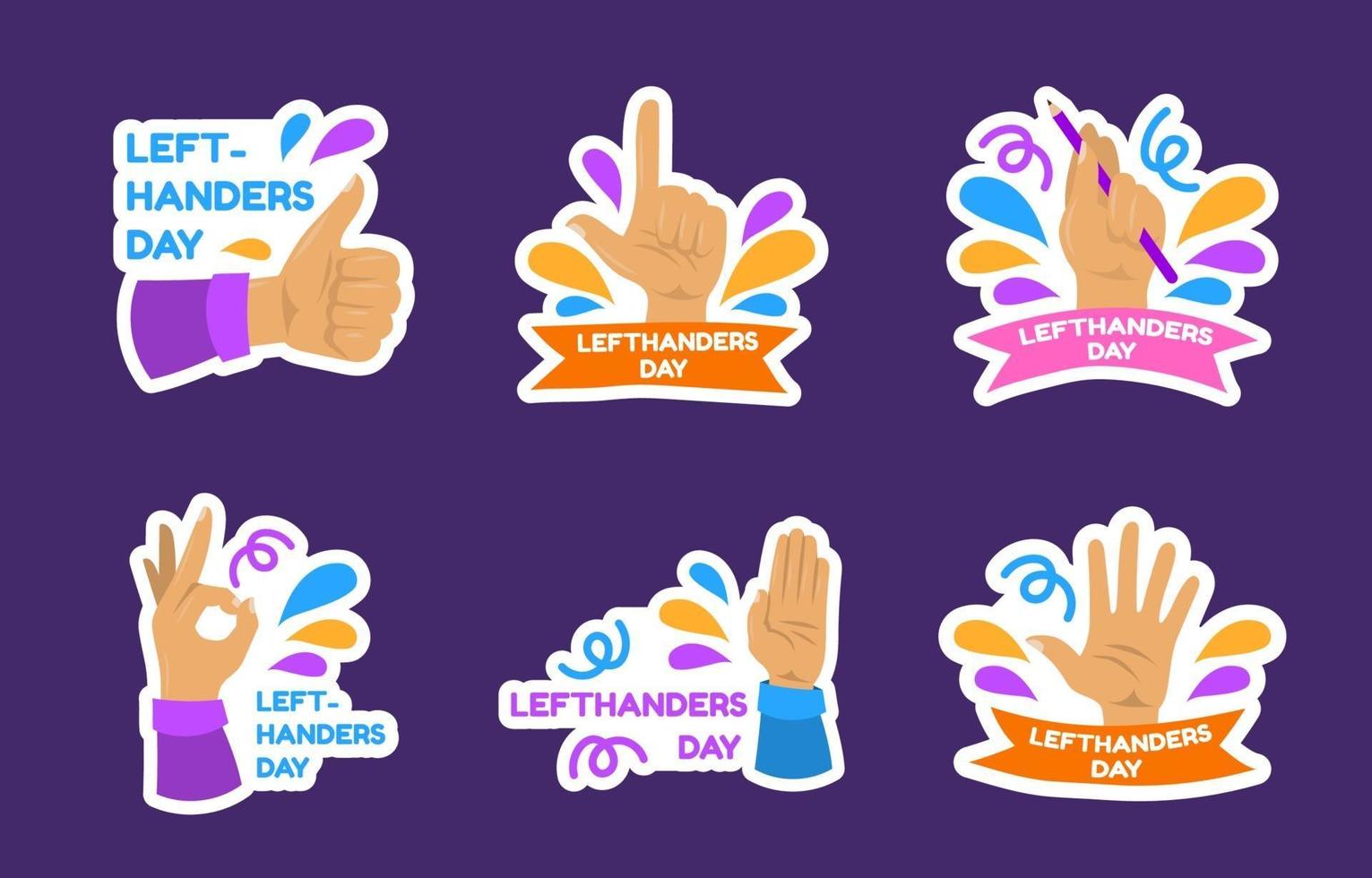 Left Handers Day Sticker Collection vector