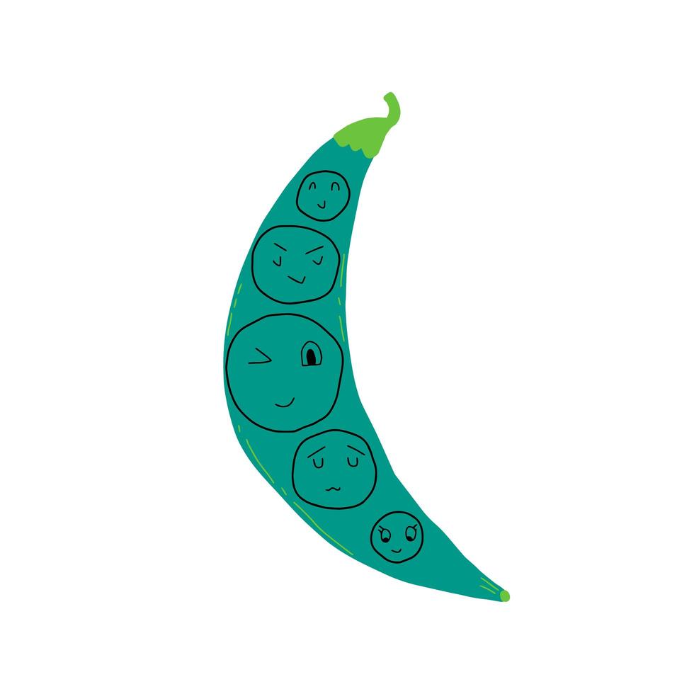 Peas character design. Peas on white background. Vector
