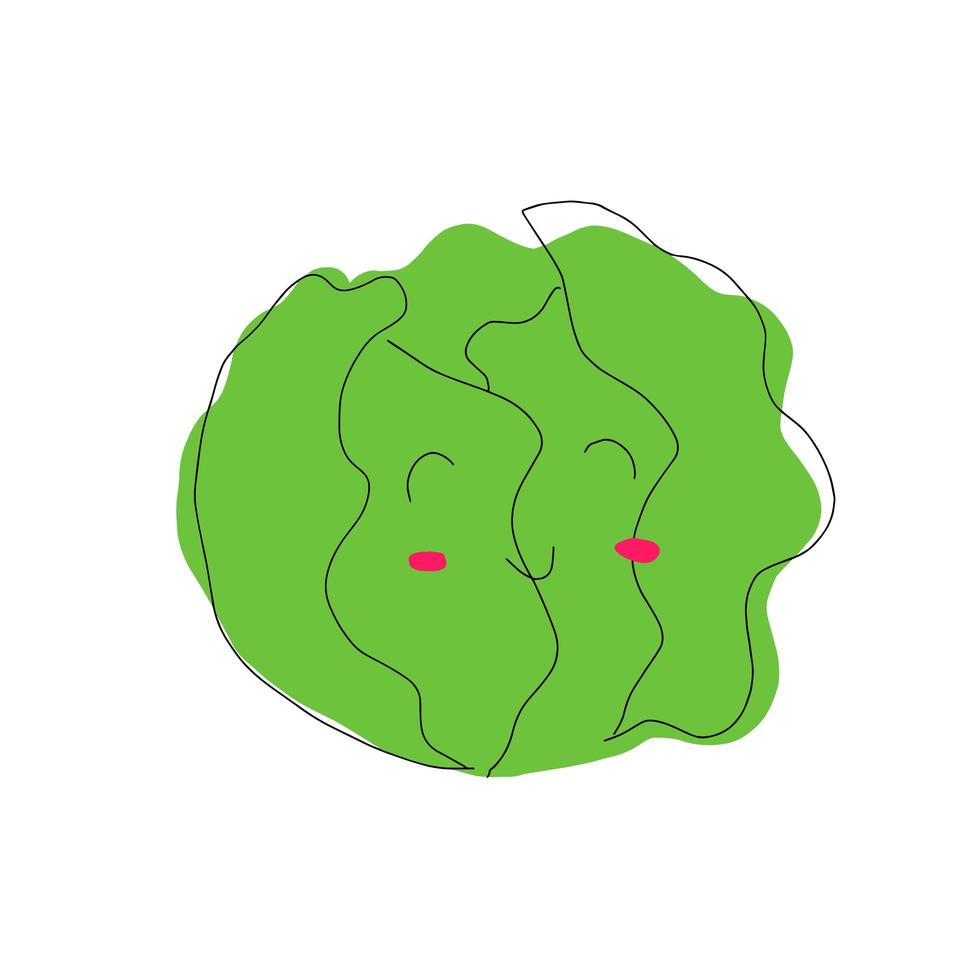 Vector illustration of cheerful cartoon cabbage.