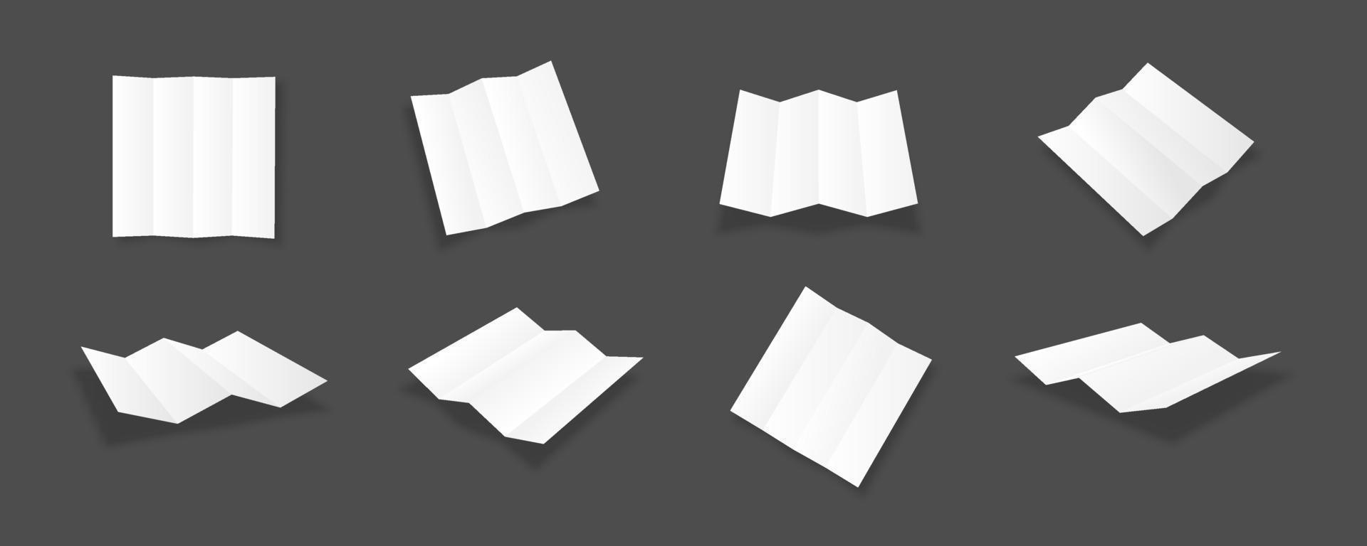 Blank white fourfold brochure mockups collection vector