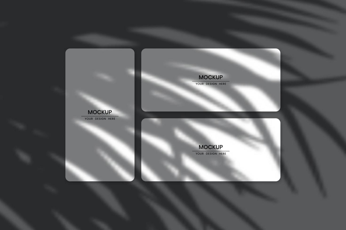 Blank white paper cards mockup with shadow overlay effect vector