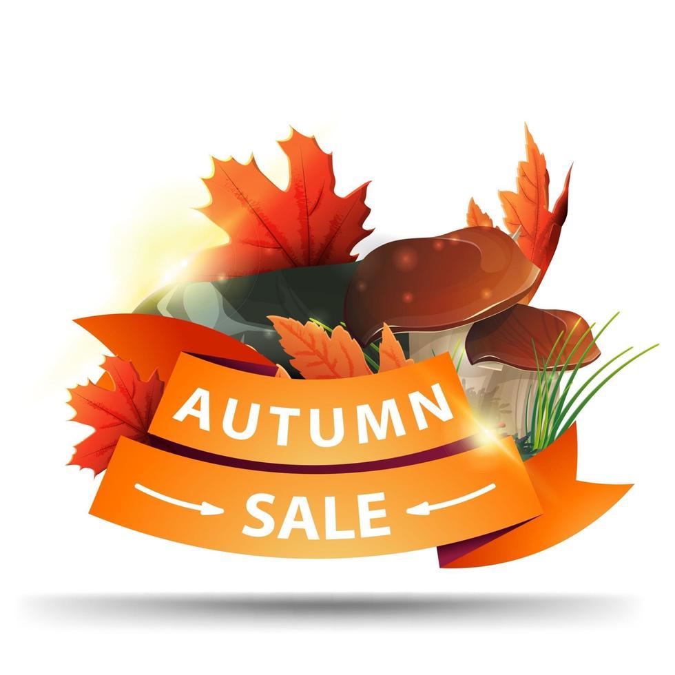 Autumn sale, discount web banner in the form of ribbons vector