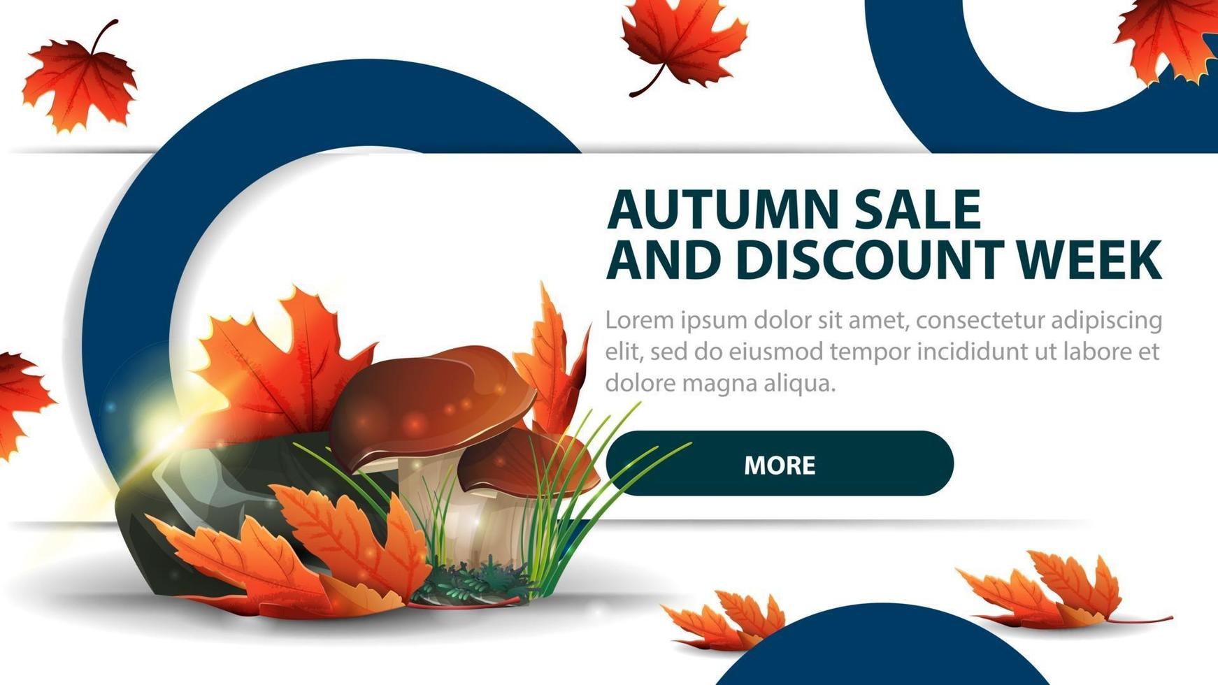 Venta de otoño y semana de descuentos, banner de descuento moderno. vector