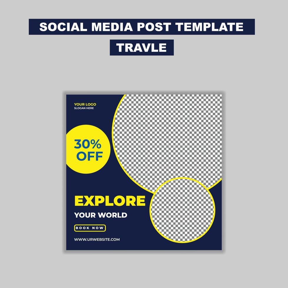 Diseño de plantilla de publicación de redes sociales de viajes. diseño de banner de redes sociales vector