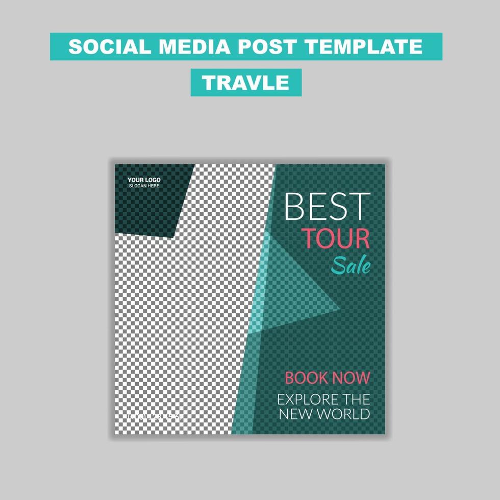 Diseño de plantilla de publicación de redes sociales de viajes. diseño de banner de redes sociales vector