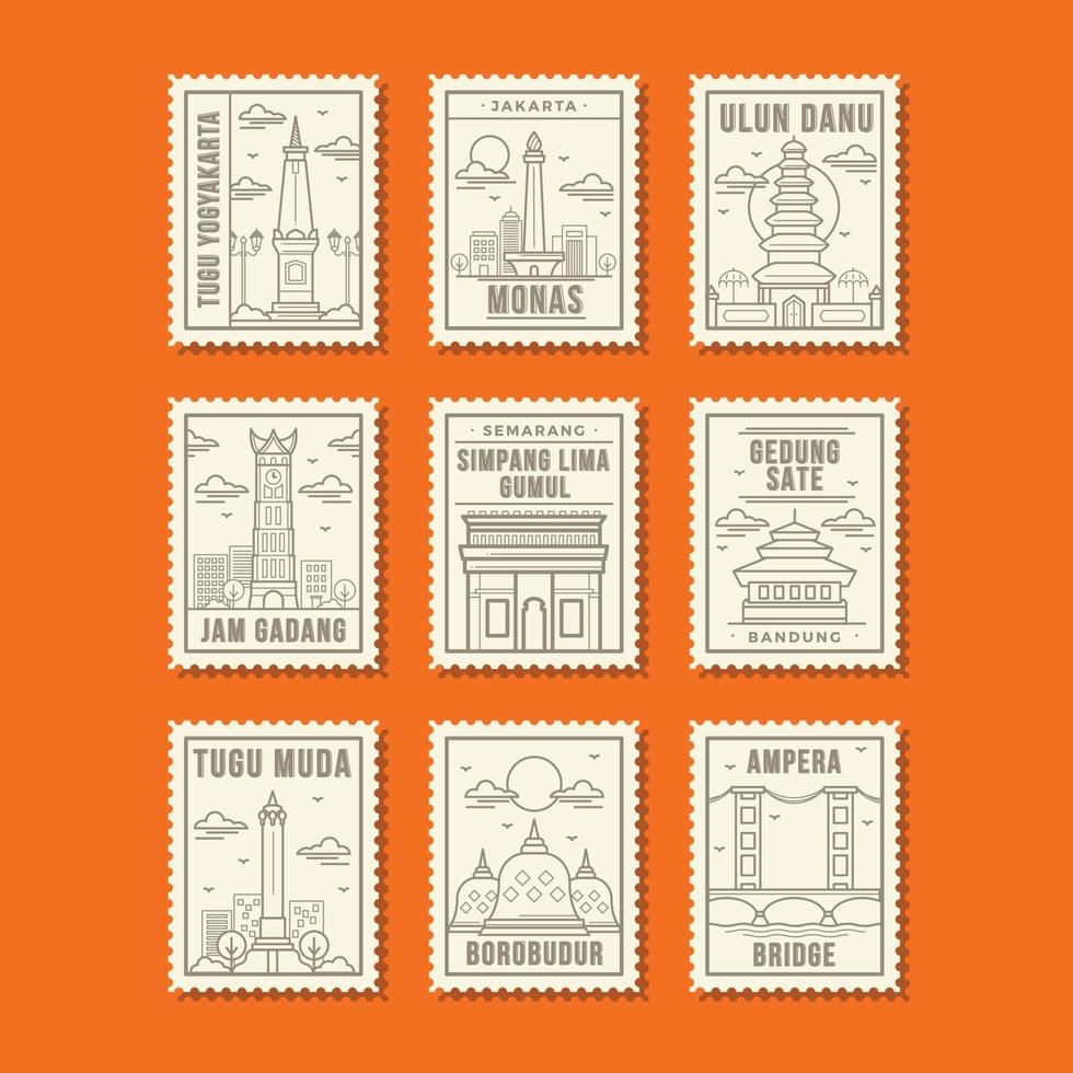 Wonderful Tourist Spot In Indonesia vector