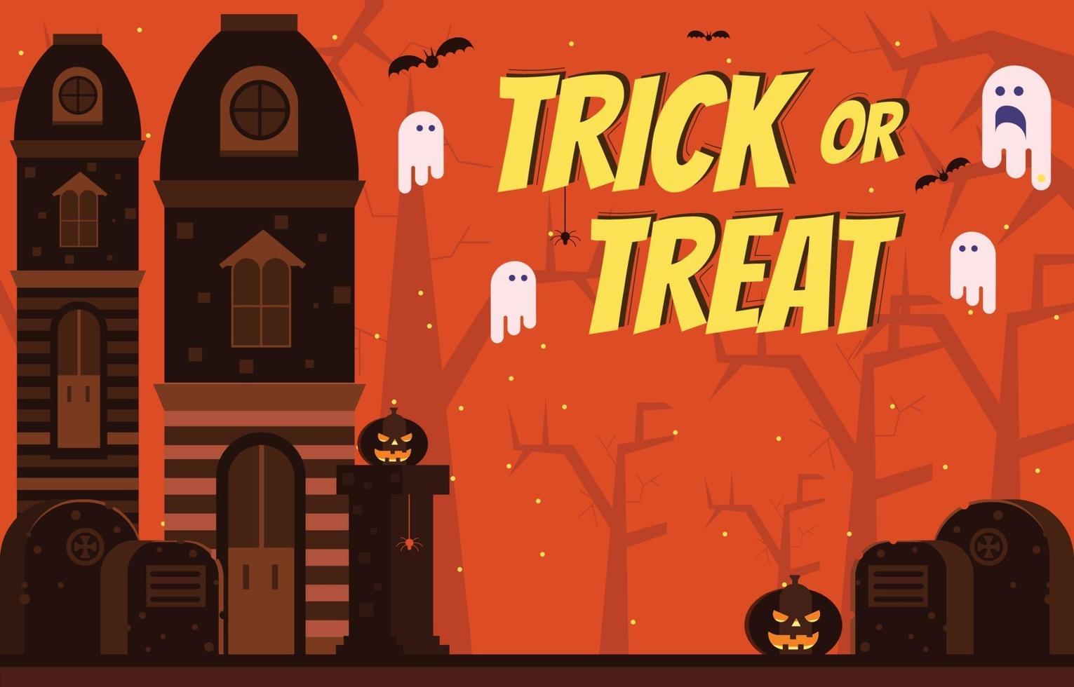 Trick or Treat Background with Creepy Halloween Ornaments vector