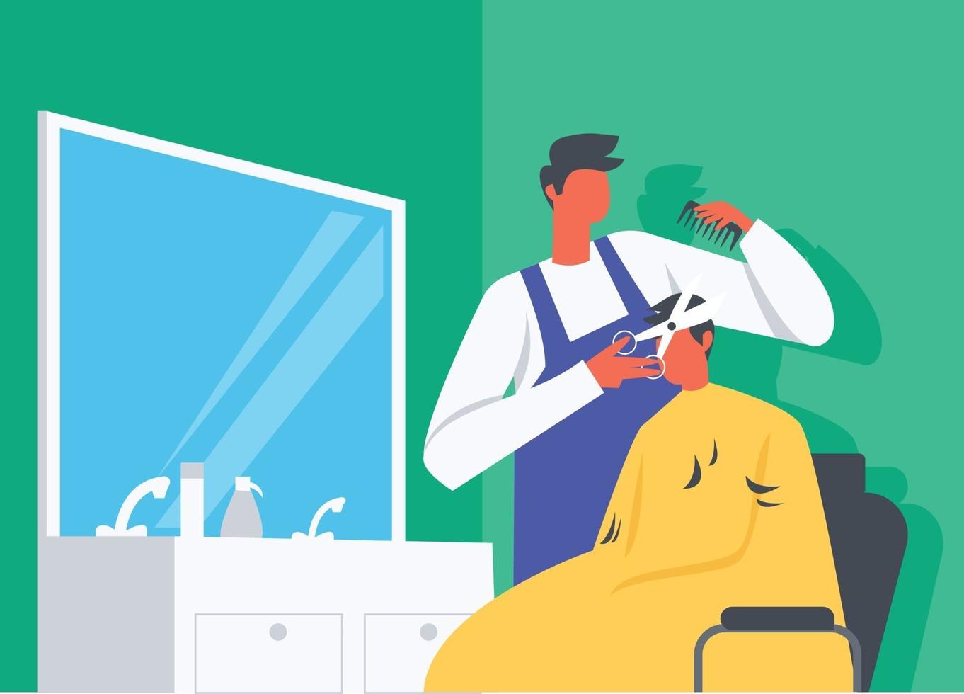 Hair cutting in salon illustration vector