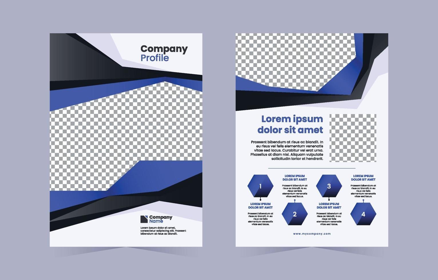 Perfil de empresa moderno en negro y azul. vector