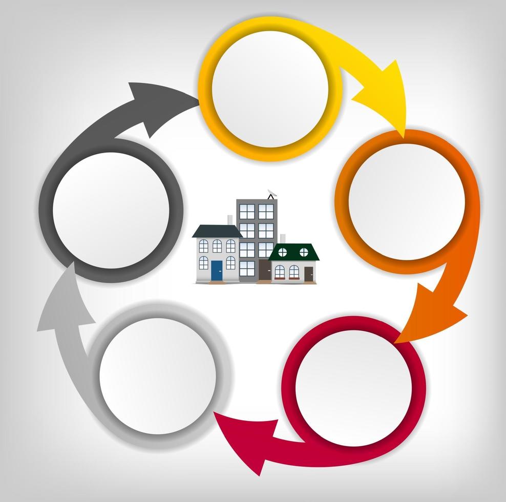 Town Infographic Template Business Concept Vector Illustration