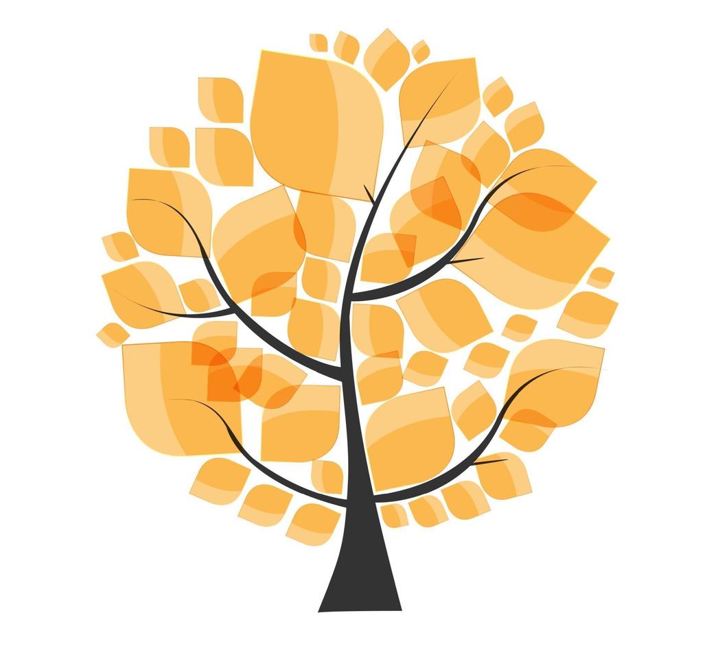 hermoso árbol de otoño en una ilustración de vector de fondo blanco.