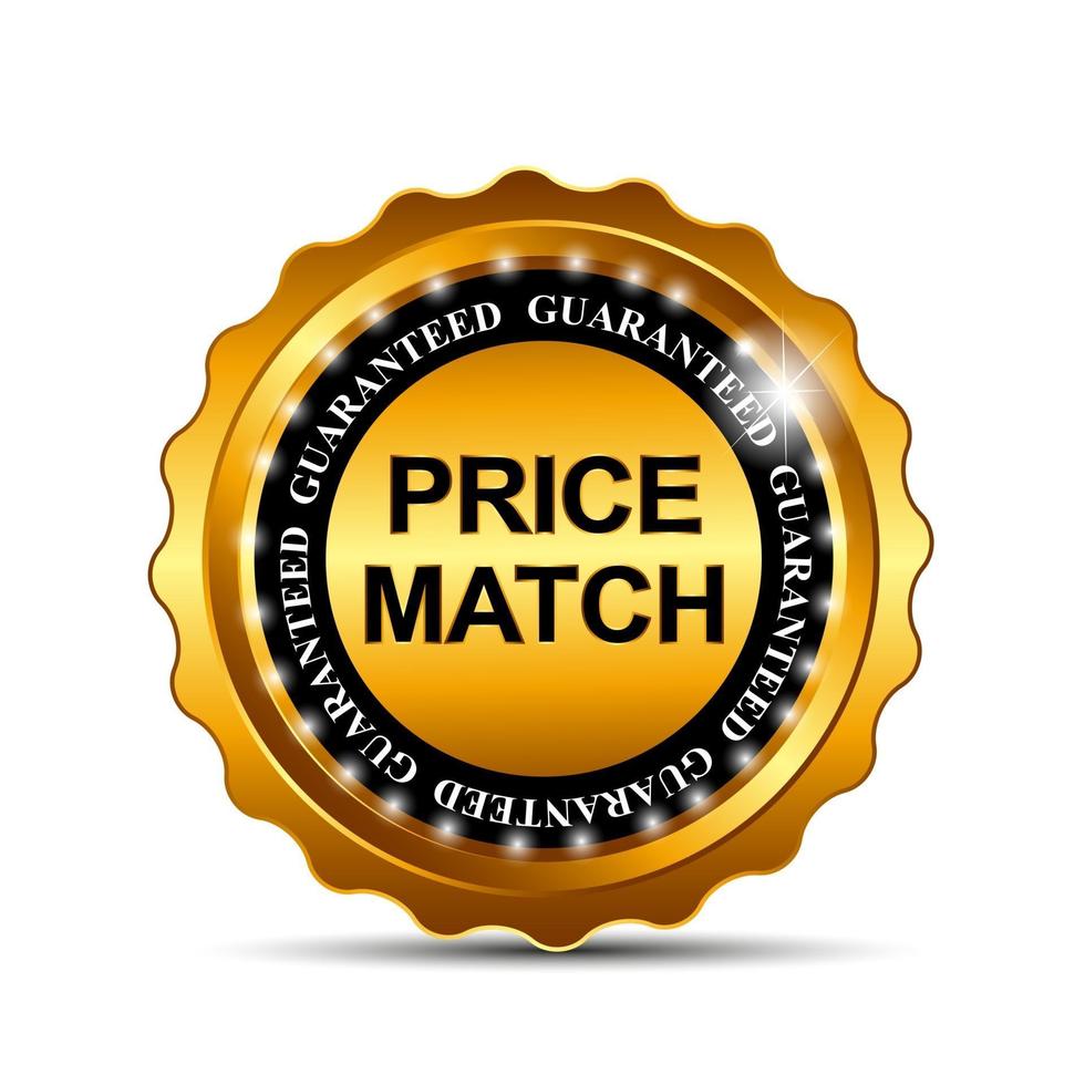 Price Match Guarantee Gold Label Sign Template Vector Illustration