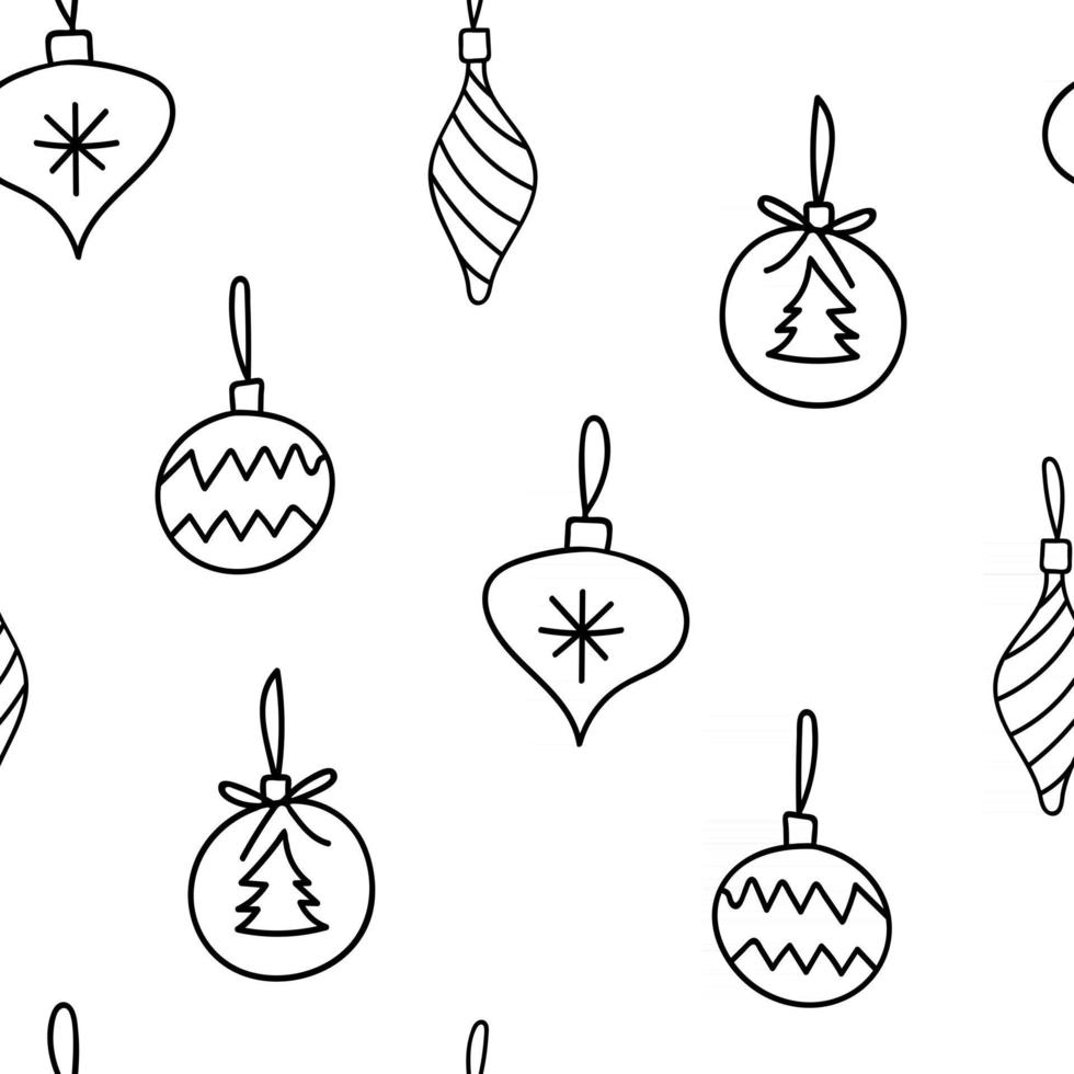 Hand-drawn Christmas Tree Baubles Seamless Repeat Pattern vector