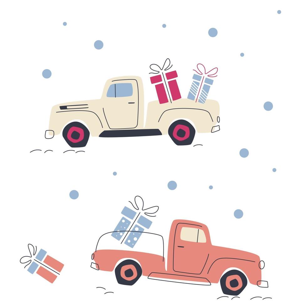 Cars with gifts for the holiday vector