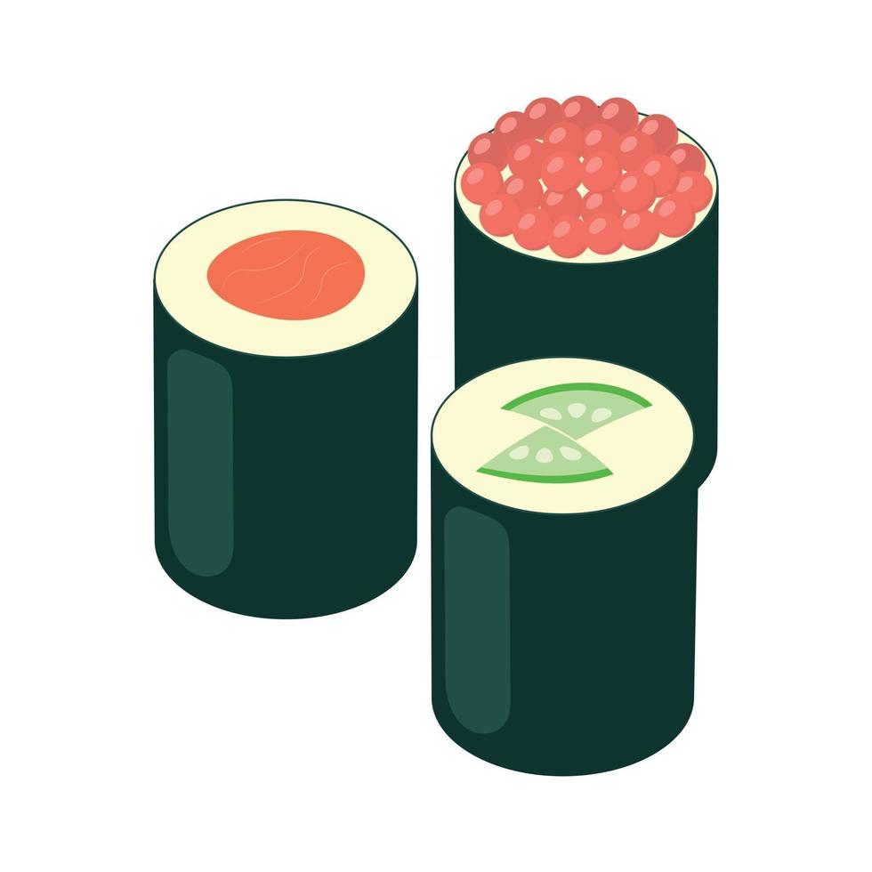 Realistic fish rolls, the national Japanese dish - Vector