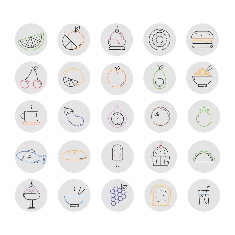 iconos de comida, productos y platos de diferentes países del mundo vector