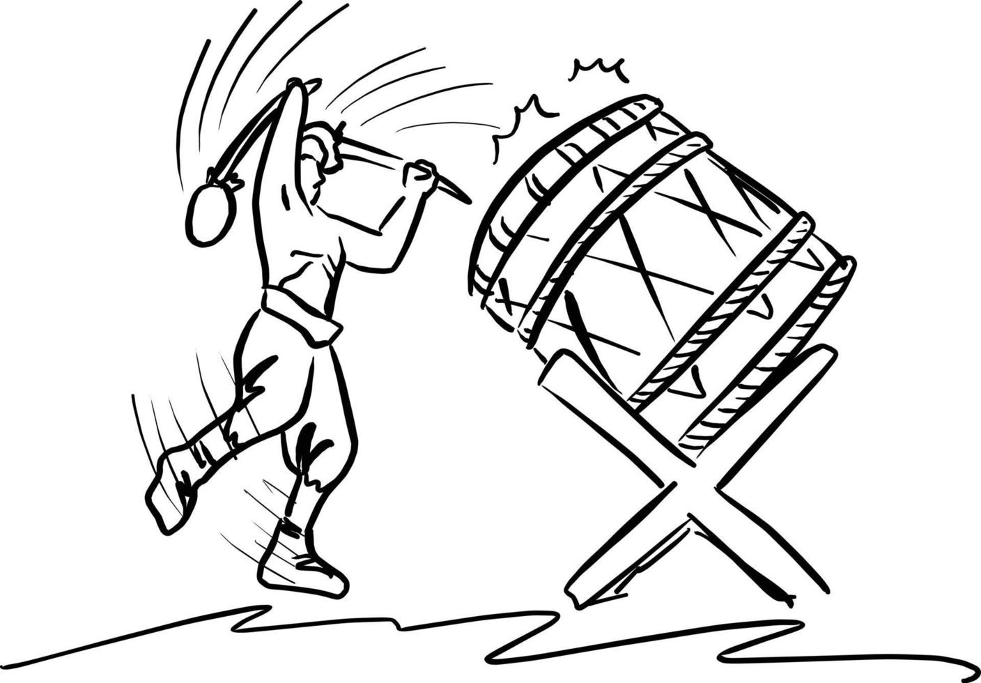 man playing traditional drum vector illustration