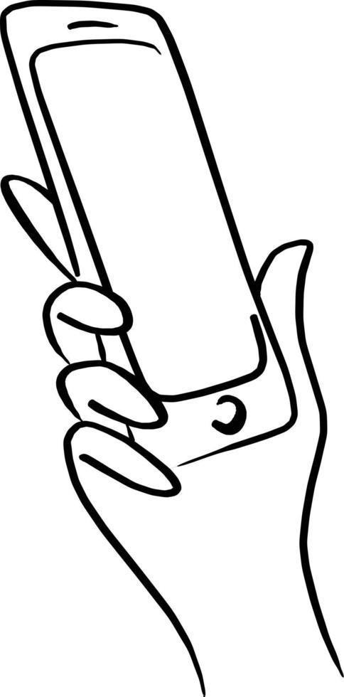 close-up right hand using mobile phone vector