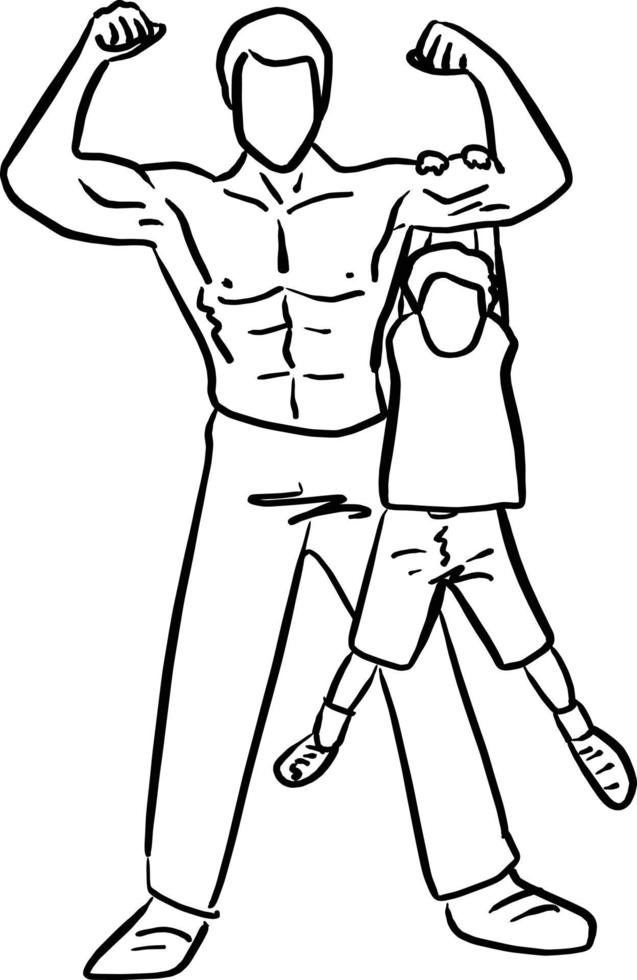 strong father with his son vector illustration