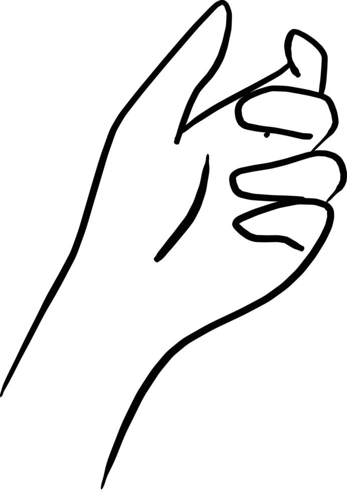 drawing hand holding something transparent vector