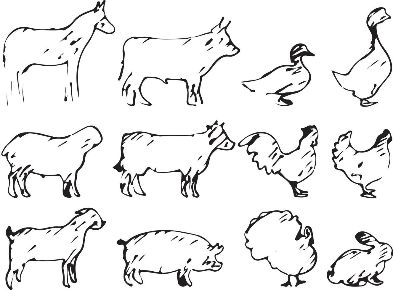 set of farm animal vector illustration