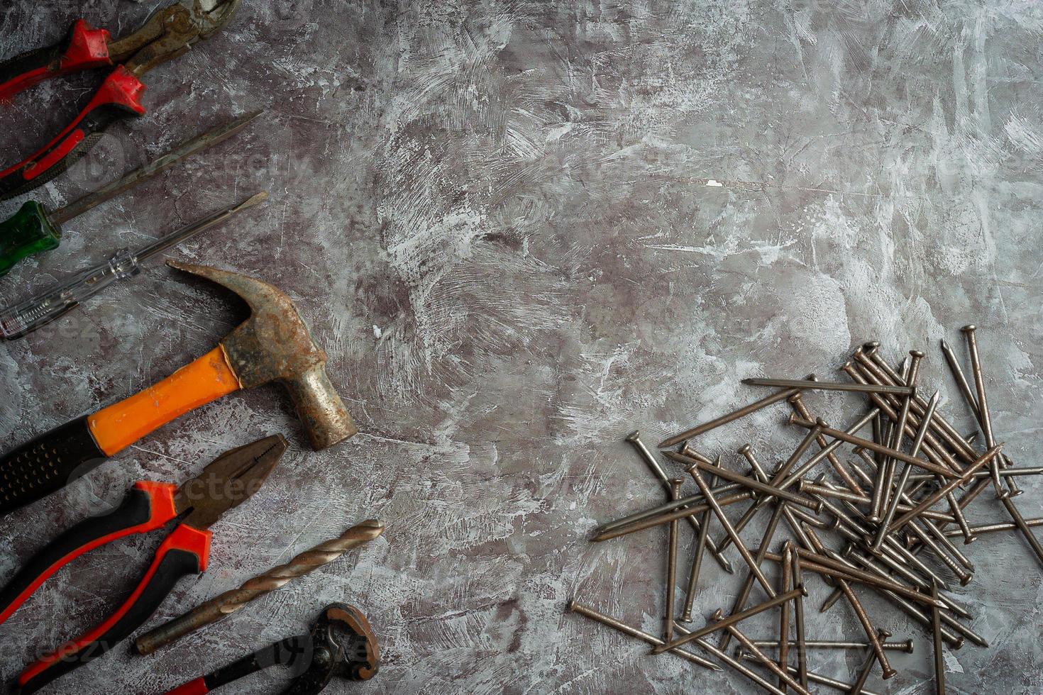 Various hand tools, concept from labor day. photo