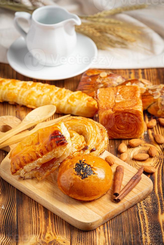 Bread On Wood Background photo