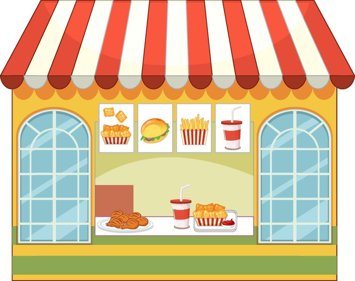 Front of fast food store isolated vector