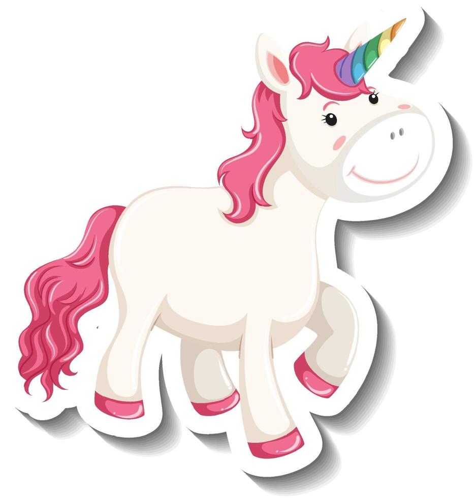 Cute unicorn standing pose on white background vector