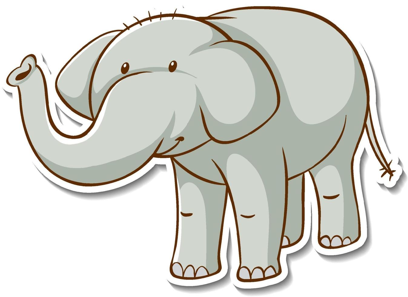 Sticker design with cute elephant isolated vector