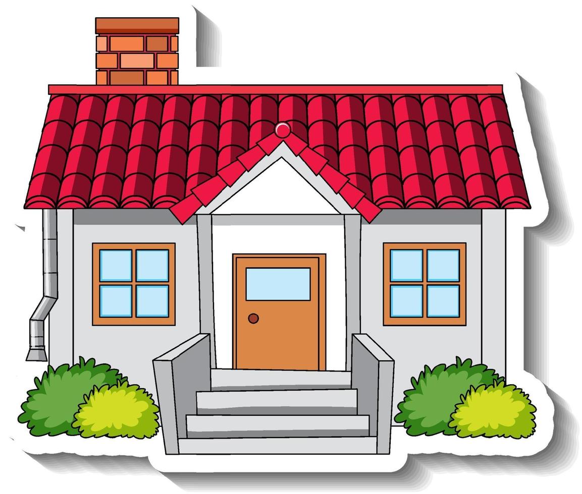 Sticker template with a single house isolated vector