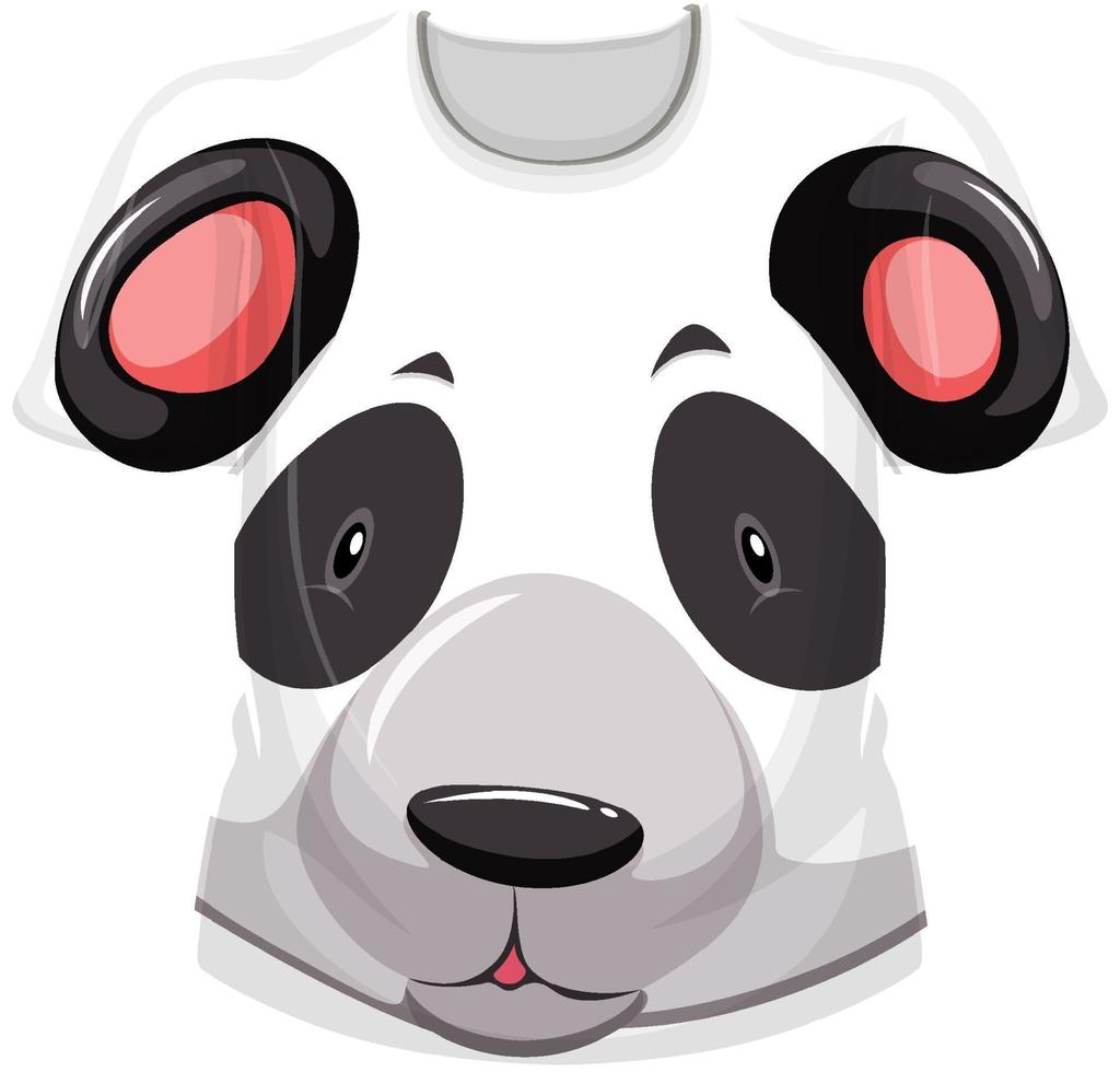 parte delantera de la camiseta con estampado de cara de panda vector