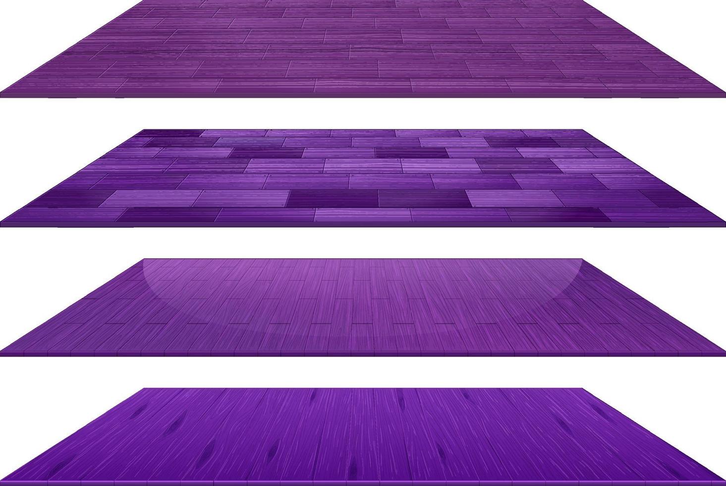 Set of different purple wooden floor tiles on white background vector