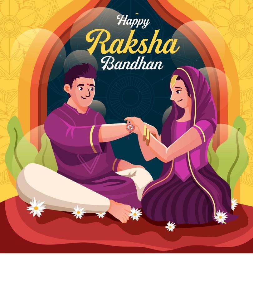 Couple Celebrating Raksha Bandhan Concept vector