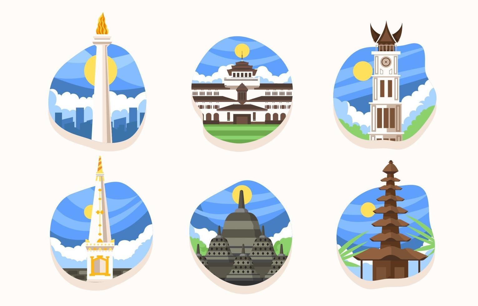 Wonderful Indonesia Landmark Icon vector