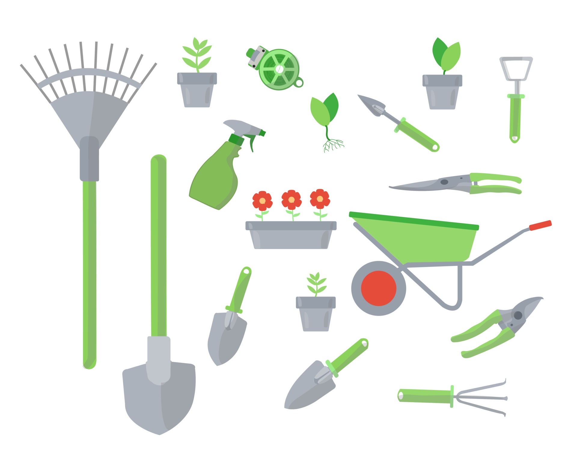 Garden tools set. Vector cartoon illustration. 3096689 Vector Art at ...