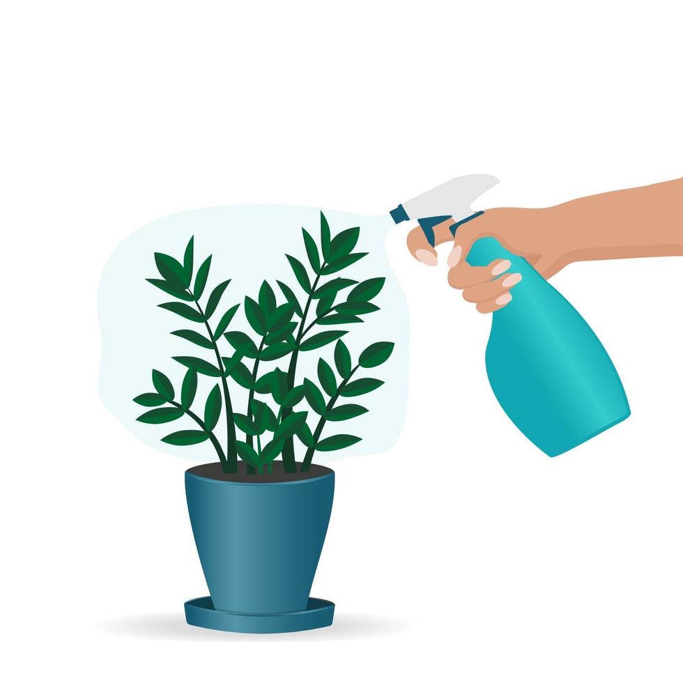 Spraying. Vector cartoon illustration.