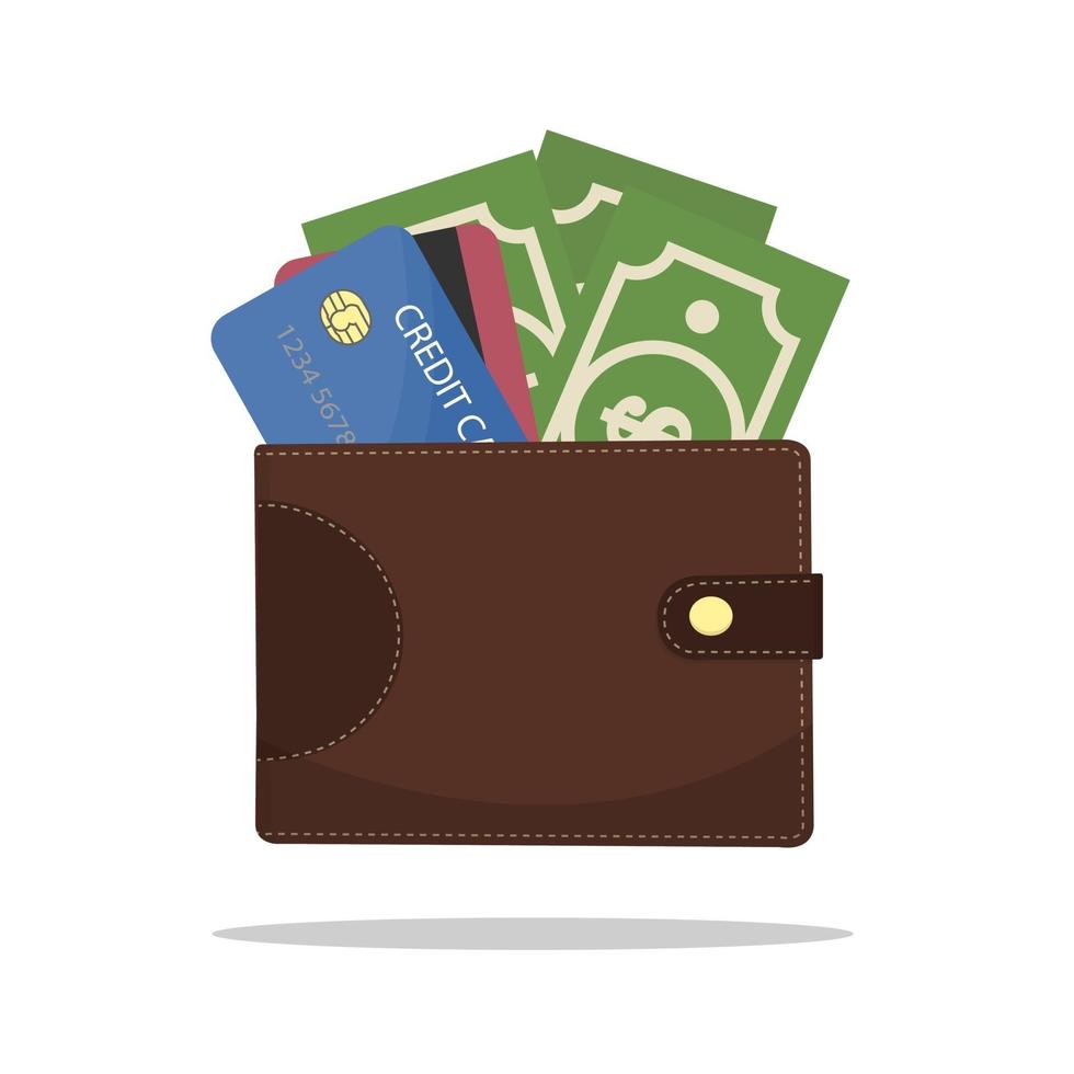 Wallet. Vector cartoon illustration.