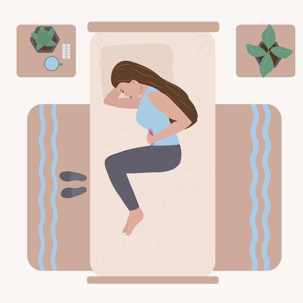 Menstrual pain. Vector cartoon illustration.