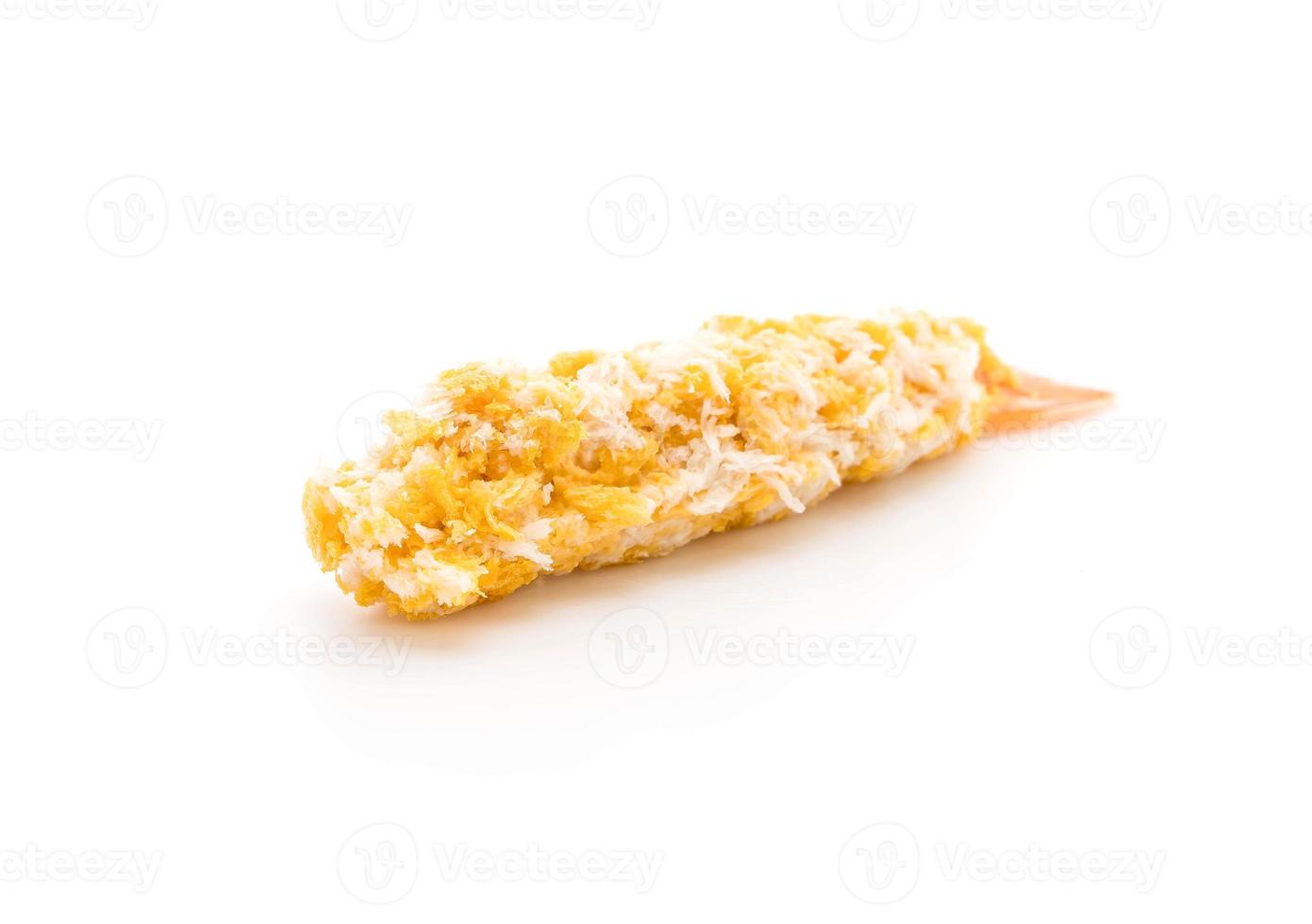 Batter-fried prawns on white background photo